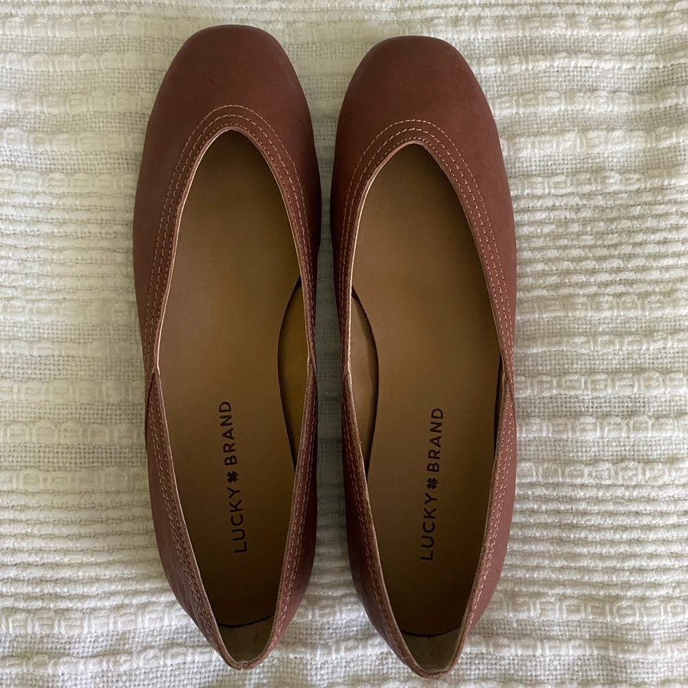 Lucky Brand Brown Leather Flats - Size 8